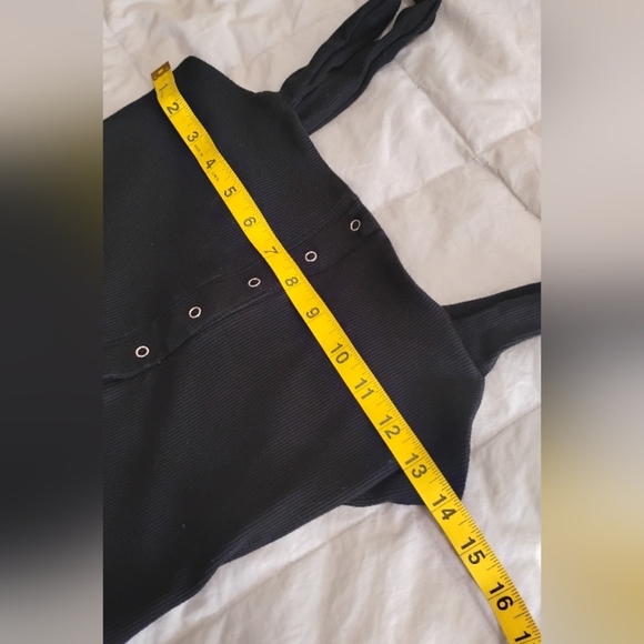 Dynamite | Black Ribbed Sleeveless 1/2 Button Tank Top | Size Small - Picture 2 of 8
